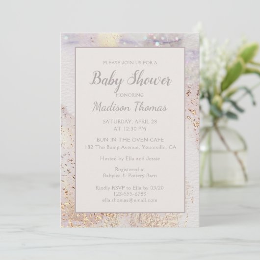 Moderne Marmeren Sparkle | BABY SHOWER Kaart (Staand voorkant)