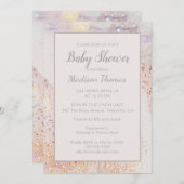 Moderne Marmeren Sparkle | BABY SHOWER Kaart (Voorkant / Achterkant)