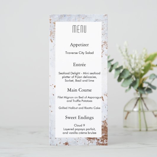 Moderne Marmeren Textuur Trouwontwerp MENU (Staand voorkant)