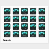 Moderne Marmeren Turquoise Kerstbal Vierkante Sticker (Vel)