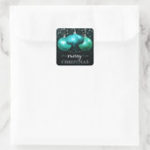 Moderne Marmeren Turquoise Kerstbal Vierkante Sticker (Tas)