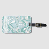 Moderne marmeren turquoise kust strand zee naam bagagelabel (Voorkant (horizontaal))