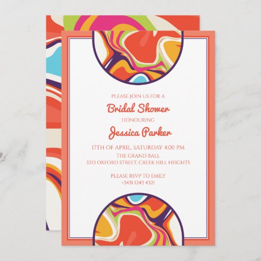 Moderne Marmeren Vloeibare Bruids-Shower Kaart (Voorkant / Achterkant)