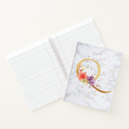 Moderne Marmeren Waterverf Golden Monogram Letter  Notitieboek