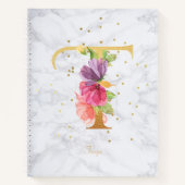 Moderne Marmeren Waterverf Gouden Monogram Letter  Notitieboek (Voorkant)