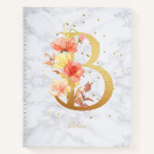 Moderne Marmeren Waterverf Gouden Monogram Letter Notitieboek (Voorkant)