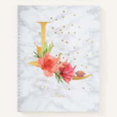Moderne Marmeren Waterverf Gouden Monogram Letter  Notitieboek (Voorkant)