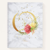 Moderne Marmeren Waterverf Gouden Monogram Letter Notitieboek (Voorkant)