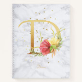 Moderne Marmeren Waterverf Gouden Monogram Letter Notitieboek (Voorkant)