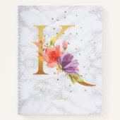Moderne Marmeren Waterverf Gouden Monogram Letter  Notitieboek (Voorkant)