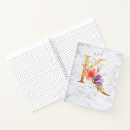Moderne Marmeren Waterverf Gouden Monogram Letter  Notitieboek