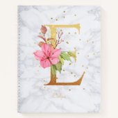 Moderne Marmeren Waterverf Gouden Monogram Letter  Notitieboek (Voorkant)