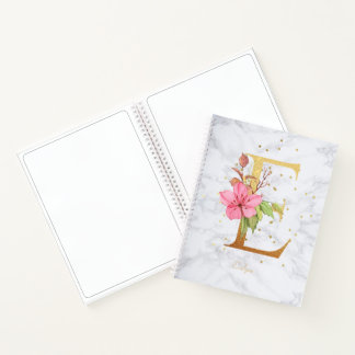 Moderne Marmeren Waterverf Gouden Monogram Letter Notitieboek