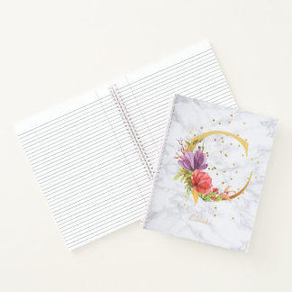 Moderne marmeren waterverf gouden monogram letter notitieboek
