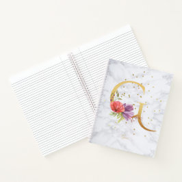 Moderne Marmeren Waterverf Gouden Monogram Letter  Notitieboek