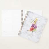 Moderne marmeren waterverf gouden monogram letter planner (Display)