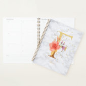 Moderne marmeren waterverf gouden monogram letter planner (Display)