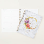 Moderne marmeren waterverf gouden monogram letter planner (Display)