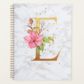 Moderne Marmeren Waterverf Gouden Monogram Letter  Planner (Voorkant)