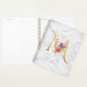Moderne Marmeren Waterverf Gouden Monogram Letter  Planner (Display)