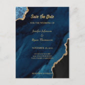 Moderne marmeren wedding save the date-ansichtkaar aankondigingskaart (Voorkant)