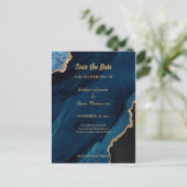 Moderne marmeren wedding save the date-ansichtkaar aankondigingskaart (Staand voorkant)