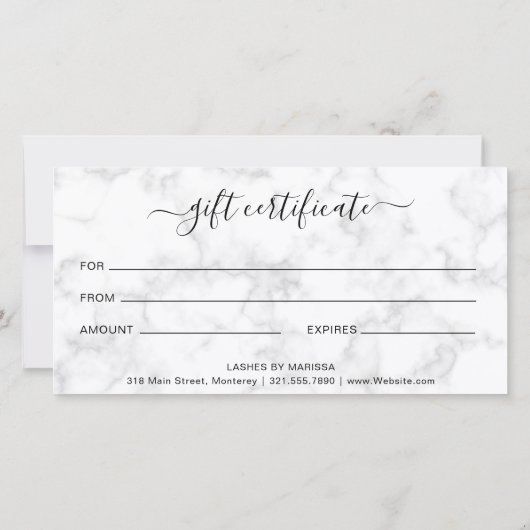 Moderne Marmeren Wimpers Elegant Geschenkcertifica (Achterkant)