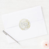 Moderne Marmeren Witte Monogrammed Wax Seal Sticke Ronde Sticker (Envelop)