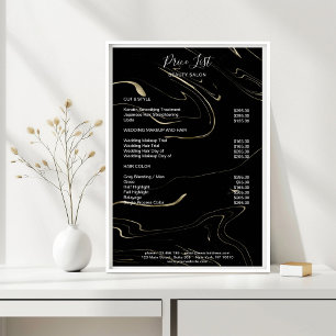 Moderne Marmeren Zwarte Gouden Prijzenlijst Poster