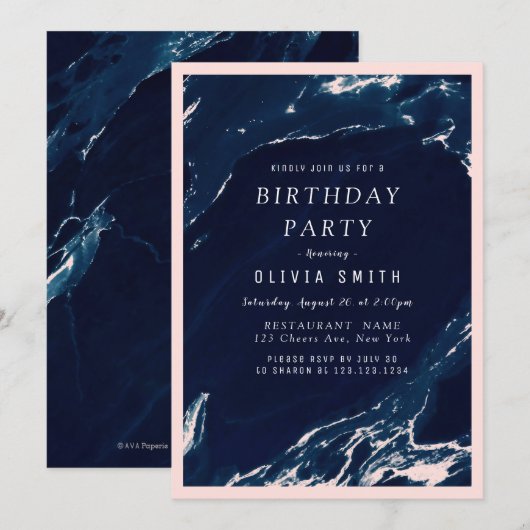 Moderne marmerfeest en marmer kaart (Voorkant / Achterkant)