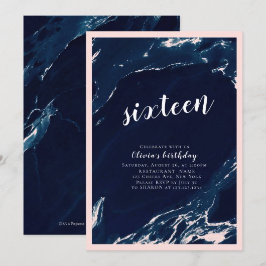 Moderne marmerfeest en marmer kaart (Voorkant / Achterkant)