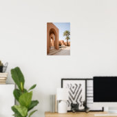 Moderne Marokkaanse Boog met Palmbomen Poster (Thuiskantoor)