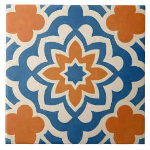 Moderne Marokkaanse Geometrische Bloemtegelpatroon Tegeltje