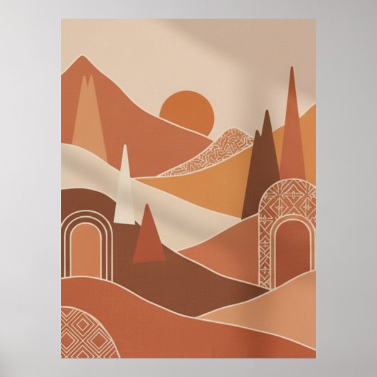 Moderne Marokkaanse minimalistische wandkunstposte Poster (Voorkant)