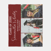Moderne Maroon Afstudeer Aangepaste Foto Collage N Fleece Deken (Voorkant)