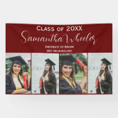 Moderne maroon Afstuderen Aangepaste foto-inkuilna Spandoek (Horizontaal)