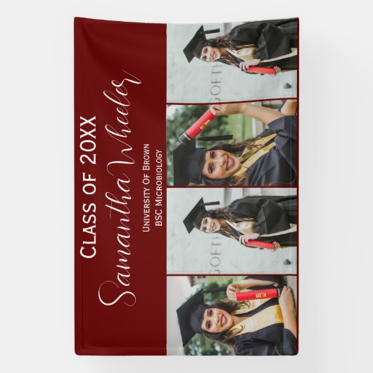 Moderne maroon Afstuderen Aangepaste foto-inkuilna Spandoek (Verticaal)