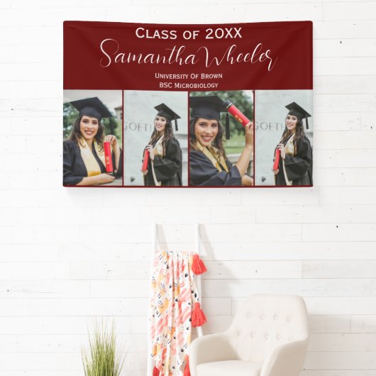 Moderne maroon Afstuderen Aangepaste foto-inkuilna Spandoek (Insitu)