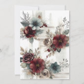 Moderne Maroon Bloemen Blank Huwelijk Kaart (Achterkant)