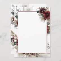 Moderne Maroon Bloemen Blank Huwelijk