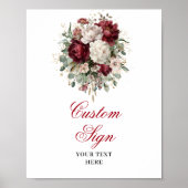 Moderne Maroon Bloemen Eucalyptus Goud Aangepaste Poster (Voorkant)