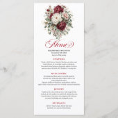 Moderne Maroon Bloemen Eucalyptus Goud Menu Kaart (Voorkant)