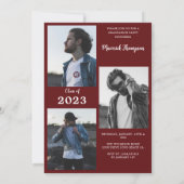 Moderne Maroon Bourgondië Foto Afstudeerfeest Kaart (Achterkant)