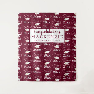 Moderne Maroon CLASS OF 20XX Patroon Foto Opstelli Wandkleed