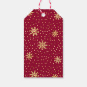 Moderne Maroon en Gouden Sneeuwvlok Kerstmis Cadeaulabel (Achterkant)