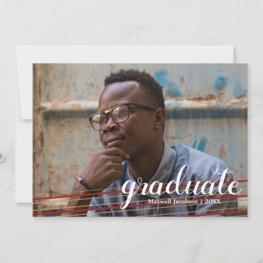 Moderne maroon- en goudstrips voor Afstuderen Kaar Kaart (Voorkant)