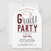 Moderne Maroon en Grey Graduation Party Arch Kaart (Voorkant)