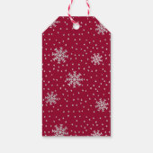 Moderne Maroon en Zilveren Sneeuwvlok Kerstmis Cadeaulabel (Achterkant)