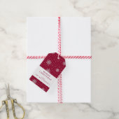 Moderne Maroon en Zilveren Sneeuwvlok Kerstmis Cadeaulabel (Met Touw)