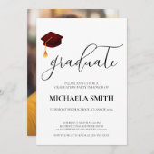 Moderne Maroon Foto High School Afstudeerfeest Kaart (Voorkant / Achterkant)